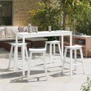vidaXL Trädgårds Bar Set 4 pcs Vit HDPE