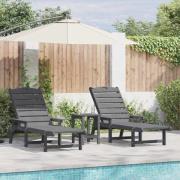 vidaXL Trädgårdsloungemöbler 2 pcs Ljusgrå 53 x 195.5 x 30 cm polyeten