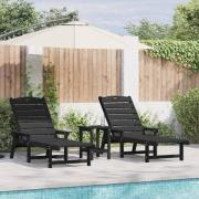 vidaXL Trädgårdsloungemöbler 3 pcs Svart 38 x 38 x 46cm polyeten