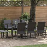 vidaXL Trädgårdsmöbelset 11 pcs Svart Stål