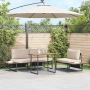vidaXL Trädgårdsmöbelset 3 pcs Taupe Stål