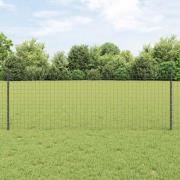 vidaXL Staket med stolpar Grå 0.8 x 25 m Stål