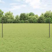 vidaXL Staket med stolpar Grå 0.8 x 25 m Stål