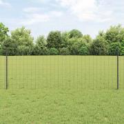 vidaXL Staket med stolpar Grå 0.8 x 25 m Stål