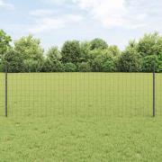 vidaXL Staket med stolpar Grå 0.8 x 10 m Stål