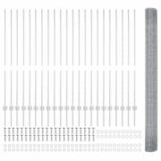 vidaXL Staket med stolpar Silver 1.4 x 50 m Stål