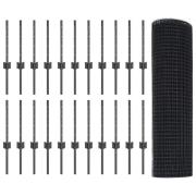 vidaXL Staket med stolpar Grå 0.4 x 50 m Stål