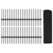 vidaXL Staket med stolpar Grå 0.4 x 100 m Stål