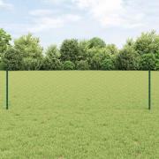 vidaXL Staket med stolpar Grön 0.6 x 10 m Stål