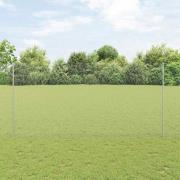 vidaXL Staket med stolpar Silver 1.6 x 25 m Stål