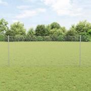 vidaXL Staket med stolpar Silver 1 x 50 m Stål