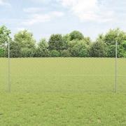 vidaXL Staket med stolpar Silver 1.2 x 50 m Stål