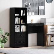 vidaXL Skrivbord med förvaring 2 pcs Svart ek 45,5 x 34 x 127 cm