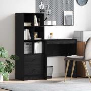 vidaXL Skrivbord med förvaring med låda 2 pcs Svart ek 90 x 50 x 76 cm