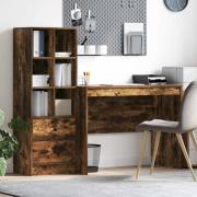 vidaXL Skrivbord med förvaring med låda 2 pcs Rökt ek 100 x 50 x 76 cm
