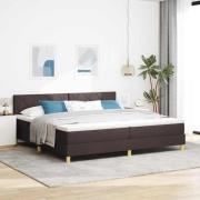 vidaXL Bäddfjäder med kudde med huvudgavel Mörkbrun 200 x 200 cm tyg