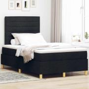 vidaXL Bäddfjäder med madrass med huvudgavel Svart 120 x 190 cm tyg