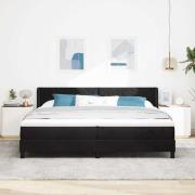 vidaXL Bäddfjäder med huvudgavel Svart 200 x 200 cm Sammet