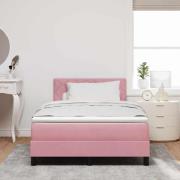 vidaXL LED Box Säng med madrass med led Rosa 120 x 190 cm Sammet