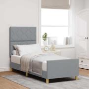 vidaXL Sängram med huvudgavel Ljusgrå 80 x 200 cm tyg