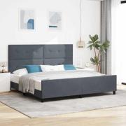 vidaXL Bäddfjäder med huvudgavel Mörkgrå 200 x 200 cm Sammet
