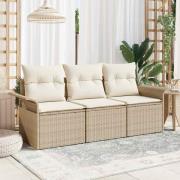 vidaXL Trädgårdsoffset 3 pcs Beige 196 x 62 x 85cm konstrotting