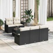 vidaXL Trädgårdsoffset 6 pcs Svart Poly rattan