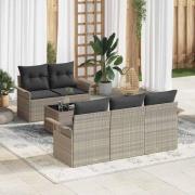 vidaXL Trädgårdsoffset 6 pcs Ljusgrå Poly rattan