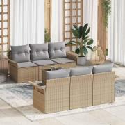 vidaXL Trädgårdsoffset 7 pcs Beige Poly rattan