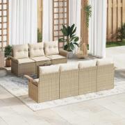 vidaXL Trädgårdsoffset 8 pcs Beige Poly rattan