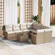 vidaXL Trädgårdsoffset 9 pcs Beige Poly rattan