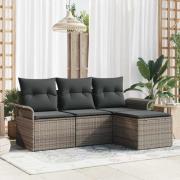 vidaXL Trädgårdsoffset 4 pcs Grå 55 x 55 x 37 cm konstrotting
