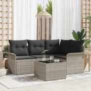 vidaXL Trädgårdsoffset med kudde 5 pcs Ljusgrå Poly rattan