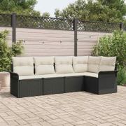 vidaXL Trädgårdsoffset 5 pcs 242.5 x 132.5 x 85 cm Poly rattan