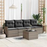 vidaXL Trädgårdsoffset 5 pcs Grå Poly rattan