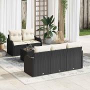 vidaXL Trädgårdsoffset 6 pcs Svart Poly rattan