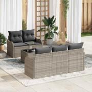 vidaXL Trädgårdsoffset 6 pcs Ljusgrå Poly rattan