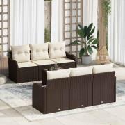 vidaXL Trädgårdsoffset 7 pcs Brun 55 x 55 x 37 cm Poly rattan