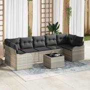 vidaXL Trädgårdsoffset 8 pcs Ljusgrå 55 x 55 x 37 cm Poly rattan
