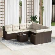 vidaXL Trädgårdsoffset 9 pcs Brun 55 x 55 x 37 cm Poly rattan