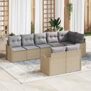 vidaXL Trädgårdsoffset med kudde 8 pcs Beige Poly rattan