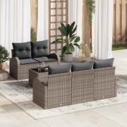 vidaXL Trädgårdsoffset med kudde 6 pcs Grå 55 x 55 x 37 cm Poly rattan