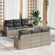 vidaXL Trädgårdsoffset 7 pcs Ljusgrå 55 x 55 x 37 cm Poly rattan