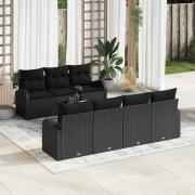 vidaXL Trädgårdsoffset 8 pcs Svart 55 x 55 x 37 cm konstrotting