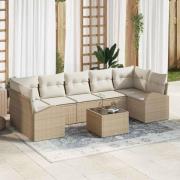 vidaXL Trädgårdsoffset 8 pcs Beige 55 x 55 x 37 cm konstrotting