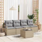 vidaXL Trädgårdsoffset 5 pcs Beige och Grå 55 x 55 x 37 cm