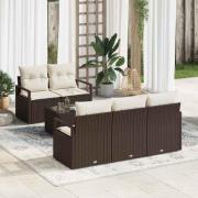 vidaXL Trädgårdsoffset 6 pcs Brun och Kräm 55 x 55 x 37 cm