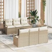 vidaXL Trädgårdsoffset 7 pcs Beige och gräddfärgad 55 x 55 x 37 cm