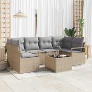 vidaXL Trädgårdsoffset 7 pcs Beige, grå 55 x 55 x 37 cm konstrotting