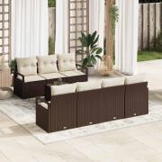 vidaXL Trädgårdsoffset 8 pcs Brun, krämfärgad 55 x 55 x 37 cm